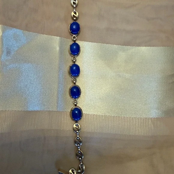 Gold Bracelet with Blue Accents - Picture 3 of 3